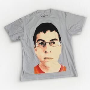 Vintage Superbad McLovin Big Head T-Shirt Gray Large 20x26 Movie Graphic Tee